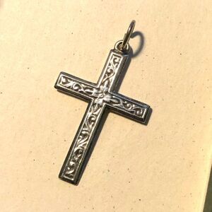 VTG Sterling Silver Cross Crucifix Floral Flower Filigree Style Design 925